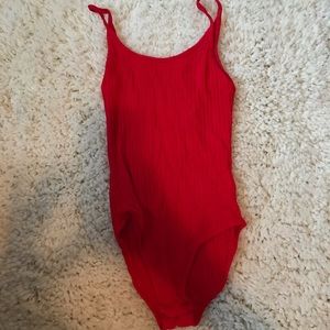 Red scoop back bodysuit